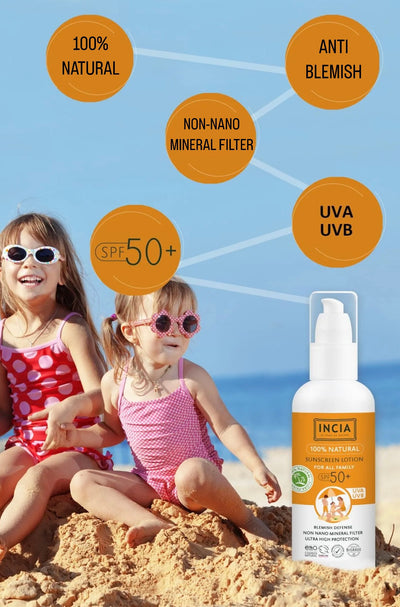 INCIA Natural Sunscreen Lotion for All Family 100ml
