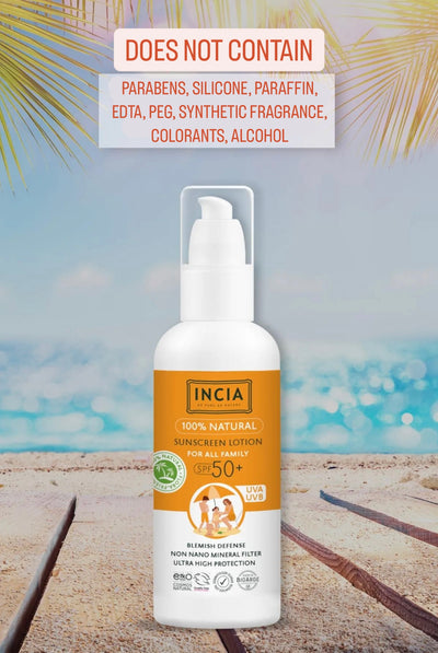INCIA Natural Sunscreen Lotion for All Family 100ml