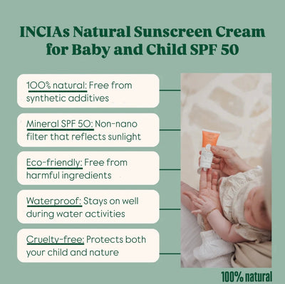 INCIA Natural Sunscreen for Baby and Child SPF50 50ml
