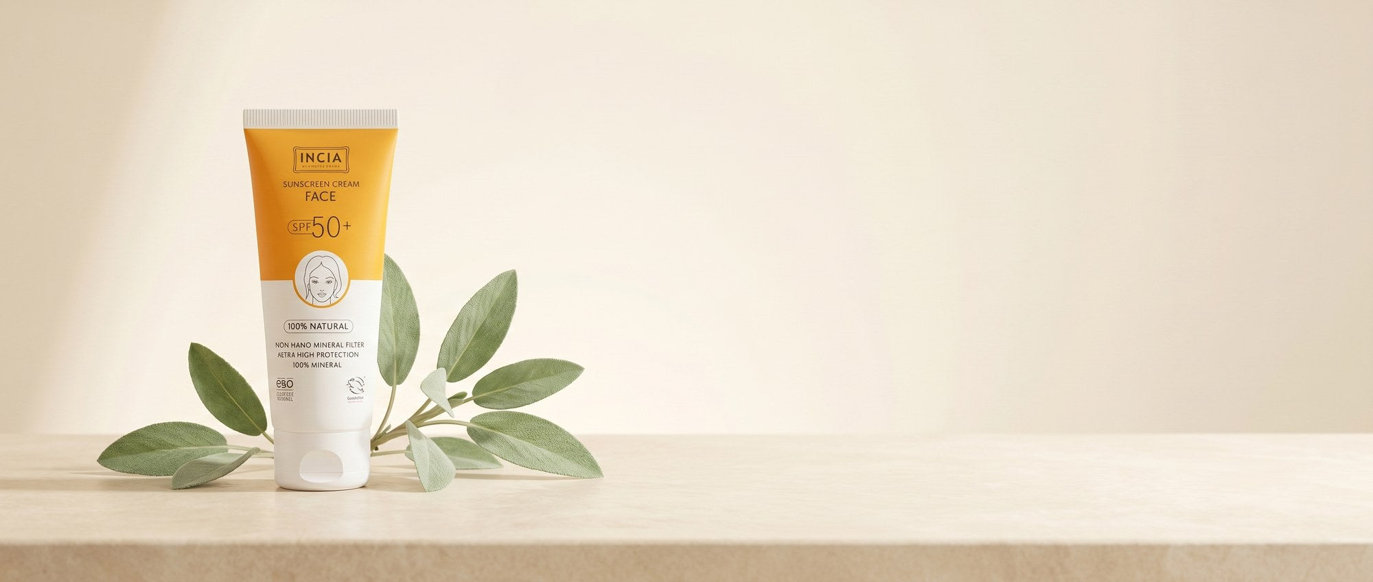 INCIA natural face sunscreen SPF50